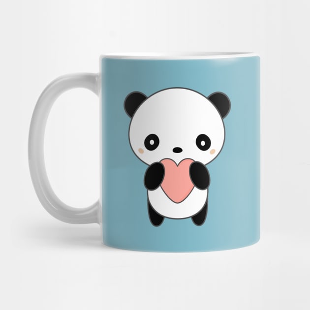 Kawaii Cute Panda Bear With Heart T-Shirt by happinessinatee